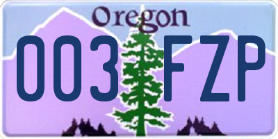 OR license plate 003FZP