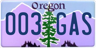 OR license plate 003GAS