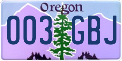 OR license plate 003GBJ