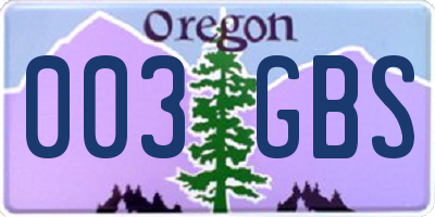 OR license plate 003GBS
