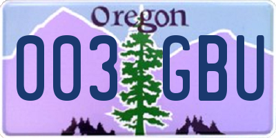 OR license plate 003GBU