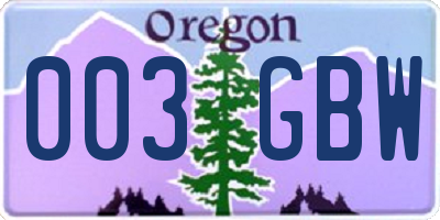 OR license plate 003GBW
