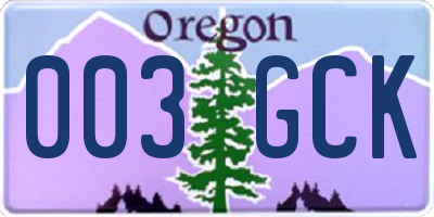 OR license plate 003GCK