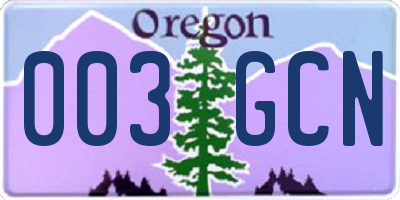 OR license plate 003GCN