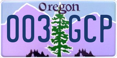 OR license plate 003GCP