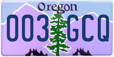 OR license plate 003GCQ