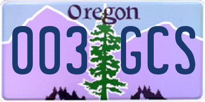 OR license plate 003GCS