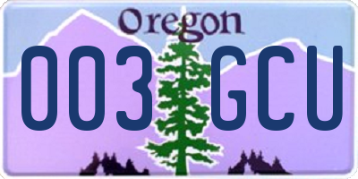 OR license plate 003GCU