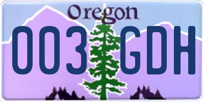 OR license plate 003GDH