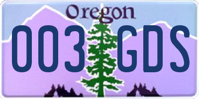 OR license plate 003GDS