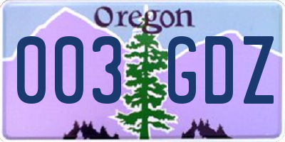 OR license plate 003GDZ