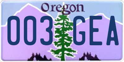 OR license plate 003GEA