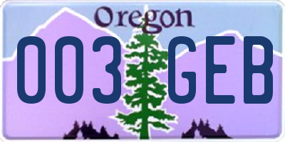 OR license plate 003GEB
