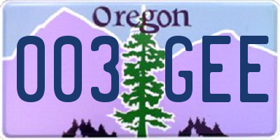 OR license plate 003GEE