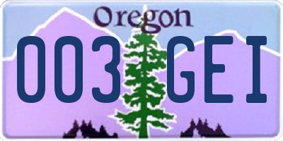 OR license plate 003GEI