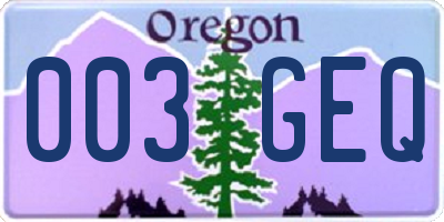 OR license plate 003GEQ
