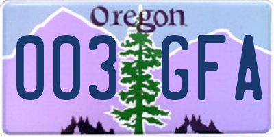 OR license plate 003GFA