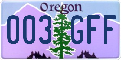 OR license plate 003GFF