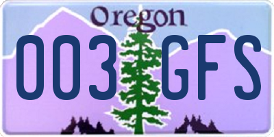 OR license plate 003GFS