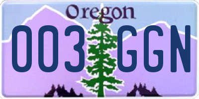 OR license plate 003GGN