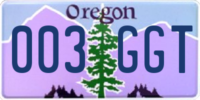 OR license plate 003GGT