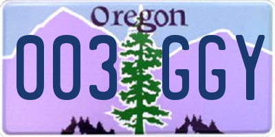 OR license plate 003GGY