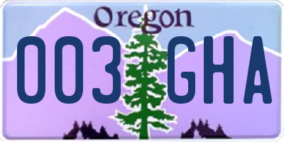 OR license plate 003GHA
