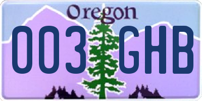 OR license plate 003GHB