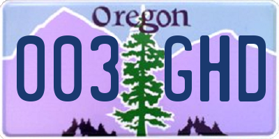 OR license plate 003GHD
