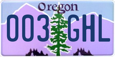 OR license plate 003GHL