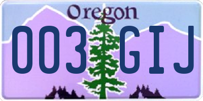OR license plate 003GIJ