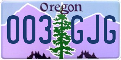 OR license plate 003GJG