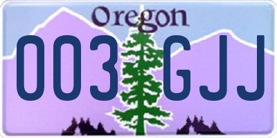 OR license plate 003GJJ