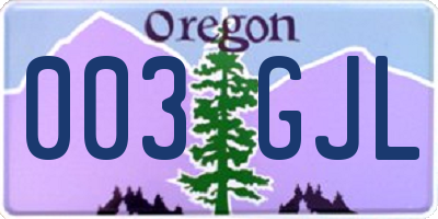 OR license plate 003GJL