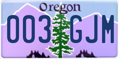 OR license plate 003GJM
