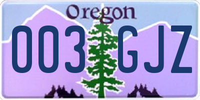 OR license plate 003GJZ