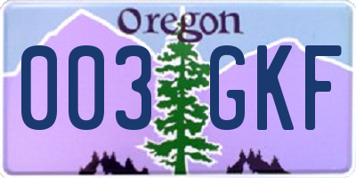 OR license plate 003GKF