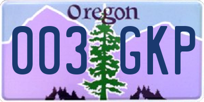 OR license plate 003GKP