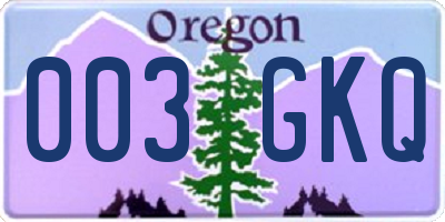 OR license plate 003GKQ