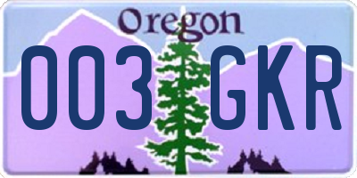 OR license plate 003GKR