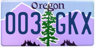 OR license plate 003GKX