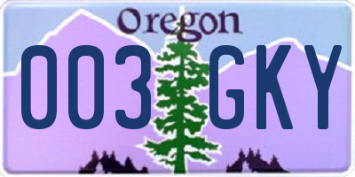 OR license plate 003GKY