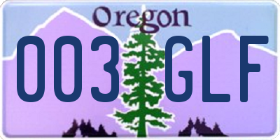 OR license plate 003GLF