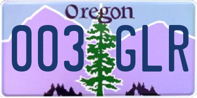 OR license plate 003GLR