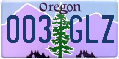 OR license plate 003GLZ