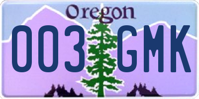 OR license plate 003GMK