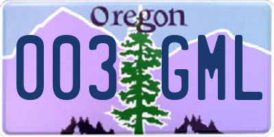 OR license plate 003GML
