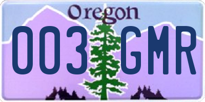 OR license plate 003GMR