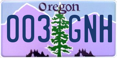 OR license plate 003GNH