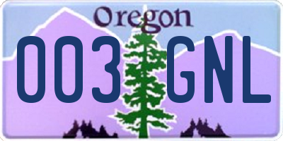 OR license plate 003GNL